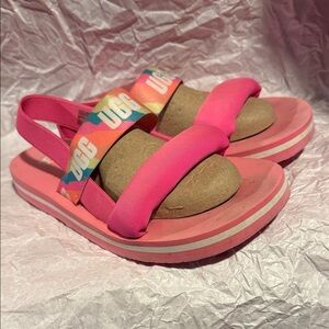 UGG Vibrant Pink Sandals with Multicolor Straps